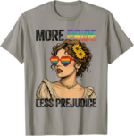 More Pride Less Prejudice LGBT Pride Month Gay Pride Lesbian T-Shirt - Image 2